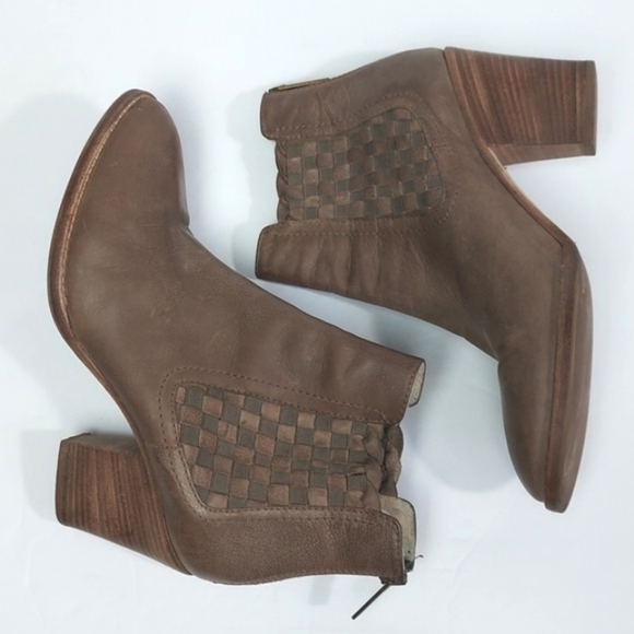 Aquatalia Women Frannie Basket Weave Leather Ankle Booties Brown Tan Size 8 - Picture 4 of 16